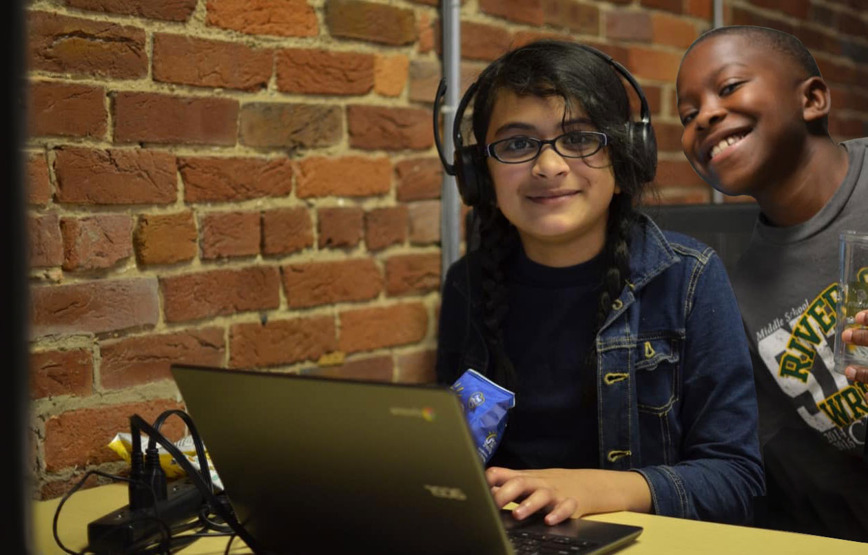 Happy students at game camp